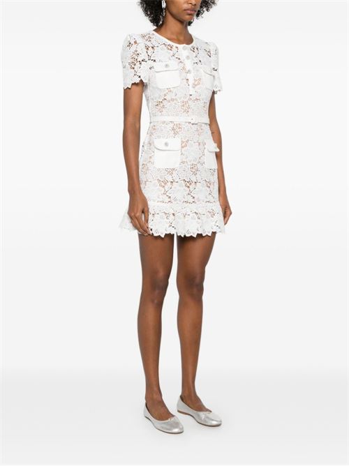 Short dress with floral lace SELF PORTRAIT | RS25983SWHITE